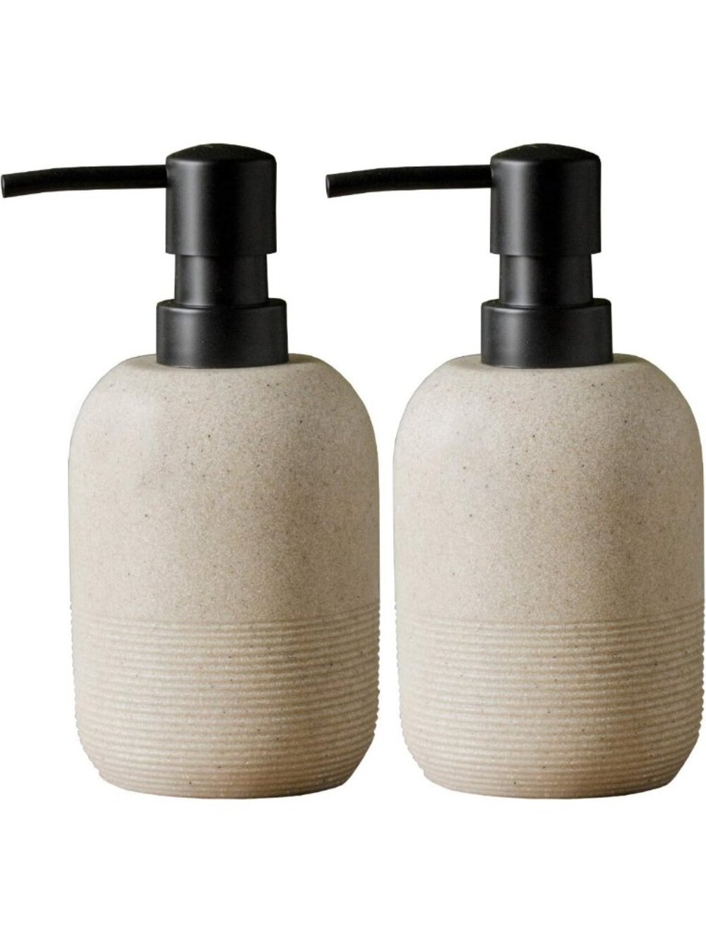 Beige Resin Hand Soap Dispenser Set - 2pcs Bathroom Countertop Lotion Pump